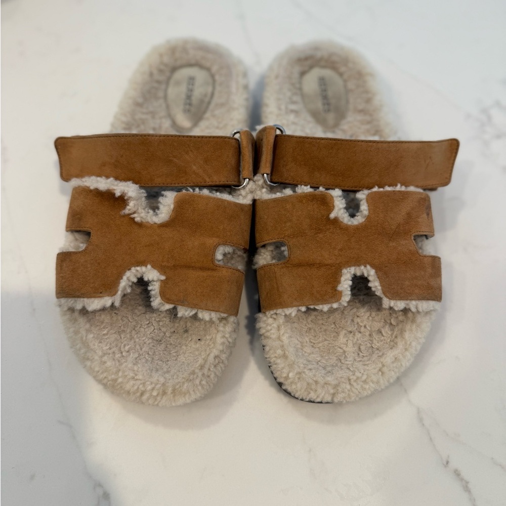 AUTHENTIC HERMES Men Shearling CHYPRE SANDALS. Sold out almost everywhere - Picture 2 of 6
